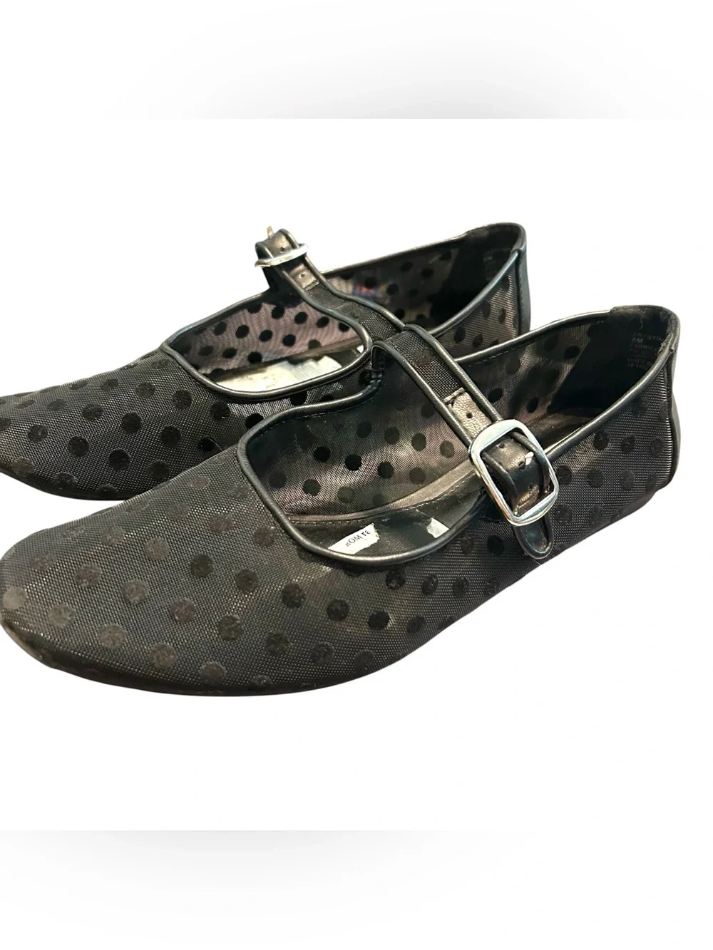 Steve Madden 8 Polka dot mesh Artsy Mary Jane Flat trendy ballet shoe